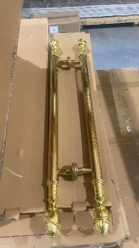 [673] GLASS DOOR HANDLE  مقبض باب زجاجي ذهبي مزخرف 
